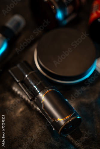 Mockup of jars of men's cosmetics on a dark background