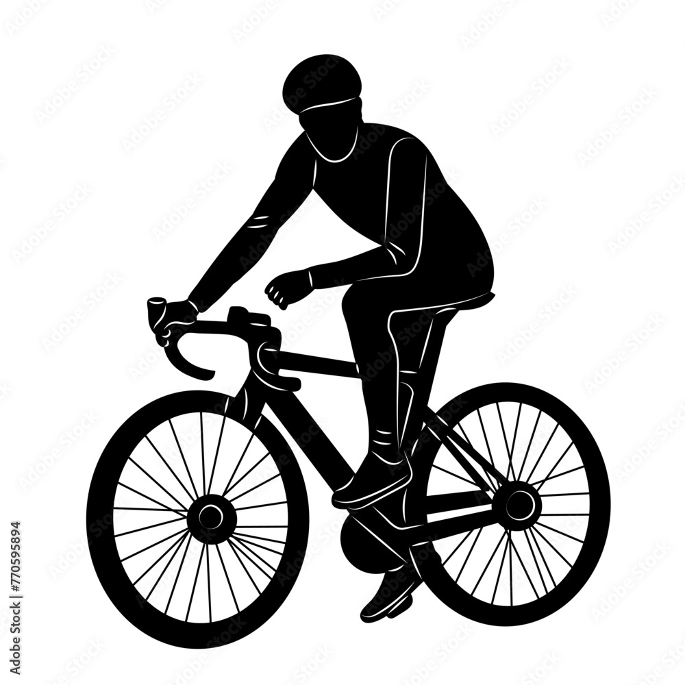 Fototapeta premium man on a bicycle silhouette on a white background vector
