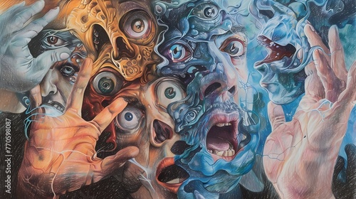 Navigating the Fears: A Color Pencil Painting Depicting the Journey of Overcoming Phobia through Exposure Therapy