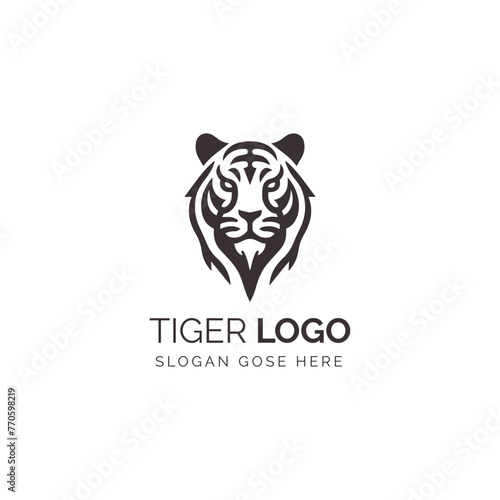 Fototapeta Naklejka Na Ścianę i Meble -  Elegant Monochrome Tiger Logo Design for Modern Branding Purposes