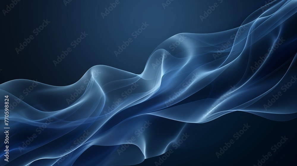 Fototapeta premium Abstract blue background with smoke waves. Elegant and minimalist design for a mobile phone wallpaper. Generated by artificial intelligence.