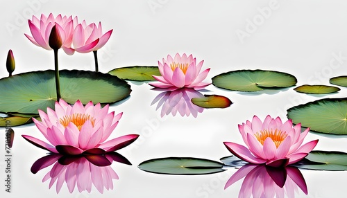Beautiful Water Lilies Flowers in The Pond Background