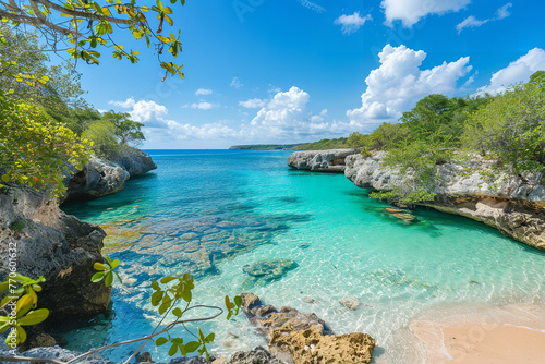 secluded cove with turquoise waters