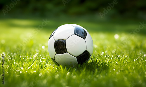 Soccer ball on green grass background. Soccer ball on the grass © Ilham