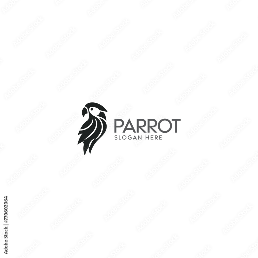 Obraz premium Minimalist Black and White Parrot Logo Design for Brand Identity Purposes