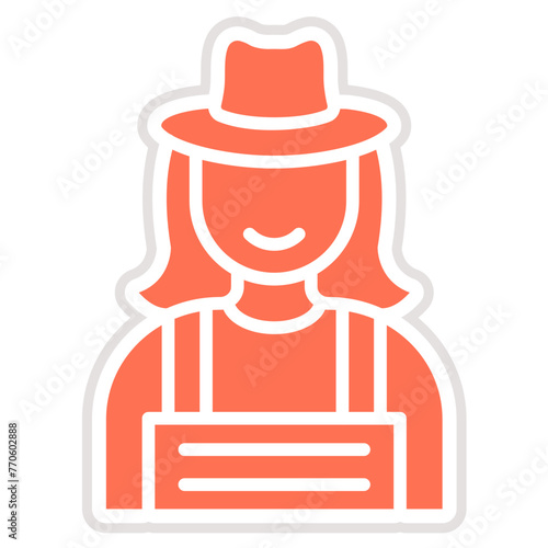 Lady Farmer Vector Icon Design Illustration