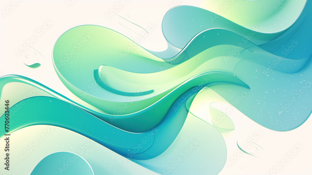 Abstract light green background with soft white and blue hues, curved ...