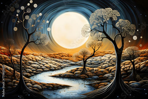 Serenade of the Moon, abstract landscape art