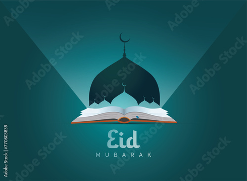 Eid Mubarak Islamic education background template vector Illustration.