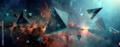 Solar sails in deep space, abstract geometric patterns ,Generative AI