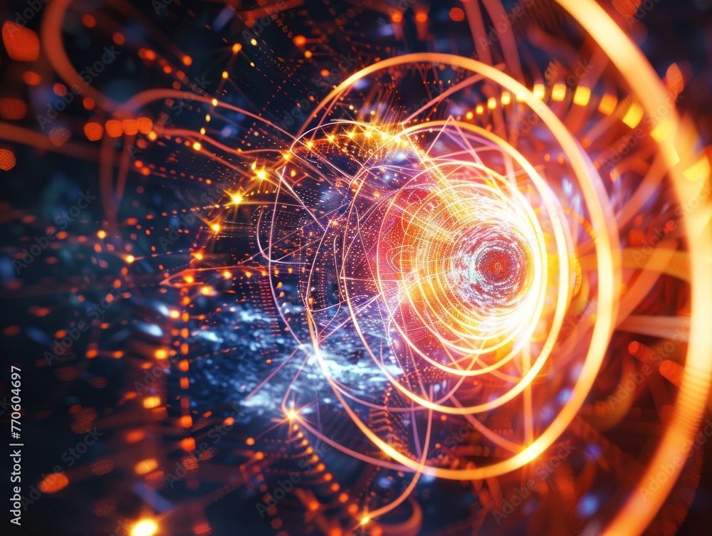 Futuristic vortex tunnel of streaming data and video fluxing blue background,Generative ai Futuristic vortex tunnel of streaming data and video fluxing blue background,Generative ai