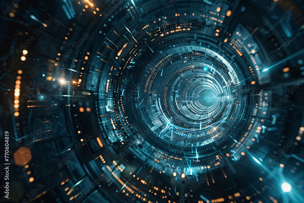 Abstract Tech Tunnel: Data Stream Abstract Tech Tunnel: Data Stream