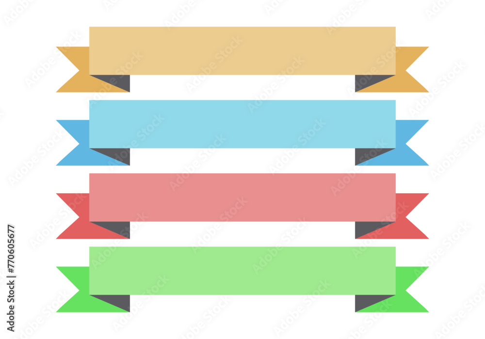 Tres cintas clásicas decorativas de color amarillo, azul, rojo y verde. 