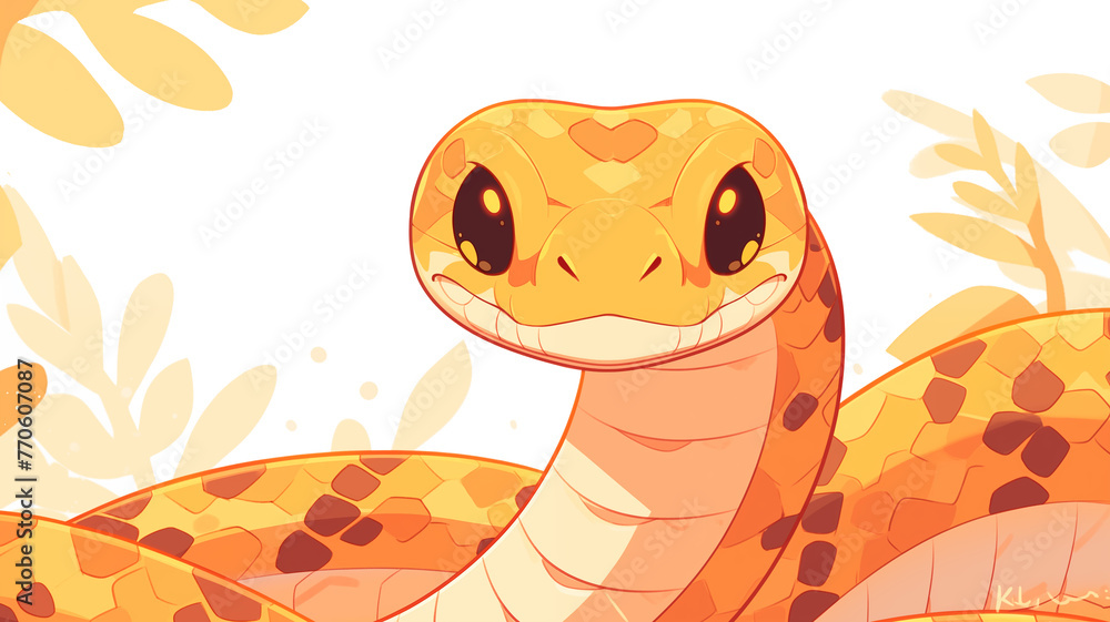 Fototapeta premium Hand drawn cartoon cute zodiac snake illustration 