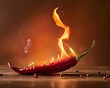The burning fervor of spice captured in a single flaming chili pepper