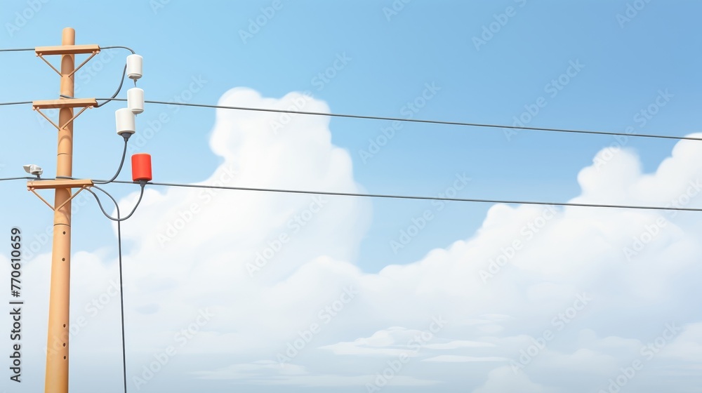 A detailed artwork of a high voltage pole, accented with electrical ...