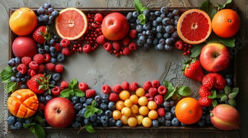  green fresh fruits over bright textured white boards with big copy space