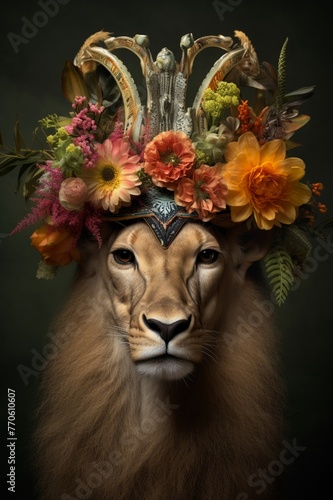 A crown adorned with exotic safari animals and plants