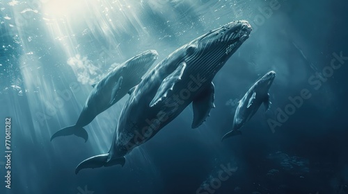 witness ethereal cosmic whales swimming