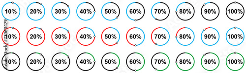 Circle loading bar progress icon, load indicator sign, waiting symbols, vector illustration.