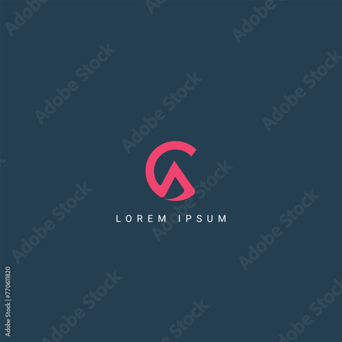 Minimal creative initial based AC logo and CA logo. Letter AC CA creative elegant monogram white color on black background