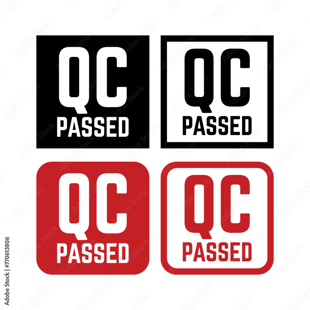 Quality control or QC passed badge label isolated on white background. Quality control or QC passed badge label isolated on white background.