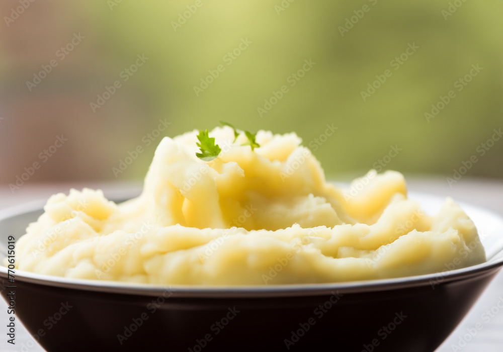 Close up of bowl of mashed potatoes Close up of bowl of mashed potatoes