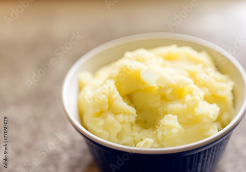 Close up of bowl of mashed potatoes