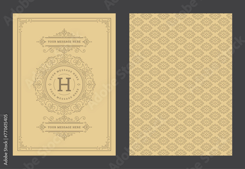 Adobe IllustVintage ornament greeting card calligraphic ornate swirls and vignettes frame design vector template