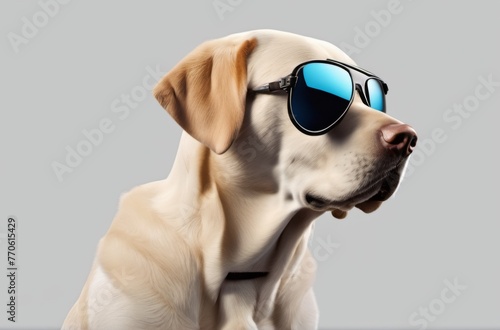 A Labrador dog wearing sunglasses, AI generated. AI generated. © freebreath