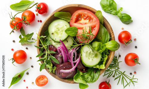 Fresh Fare: Garden Vegetables and Herbs for Summer Salad.
