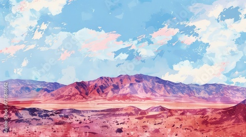 Watercolor pattern wallpaper. Painting of a desert landscape.