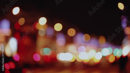 Wallpaper Mural Champs-Elysees city street with defocused traffic lights at night in Paris Torontodigital.ca