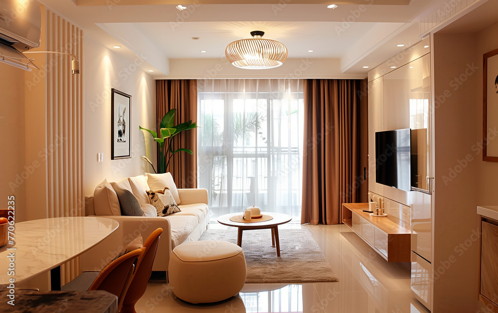 Fototapeta premium View inside modern luxury loft apartment.