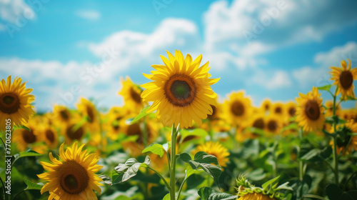 sunflower field in the summer