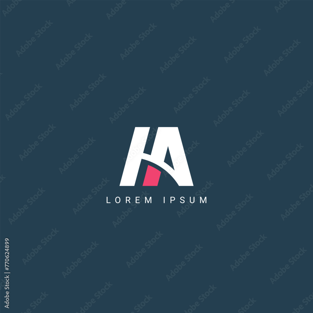 Fototapeta premium Minimal creative initial based AH logo and HA logo. Letter AH HA creative elegant monogram white color on black background