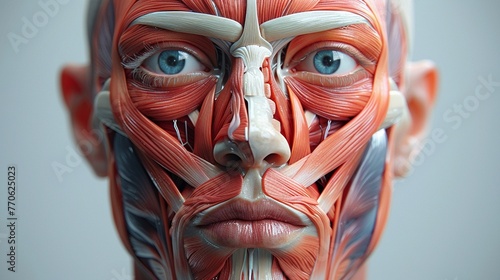 Render the muscles of the face, illustrating expressions and their underlying anatomy photo