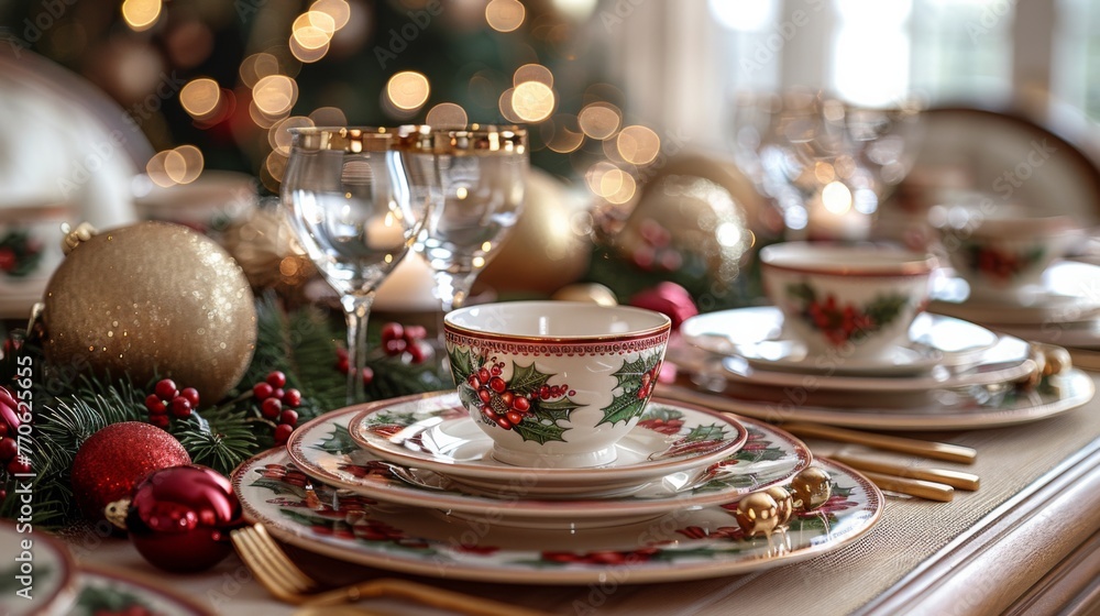 table set for a party, christmas table, christmas decoration, christmas table setting