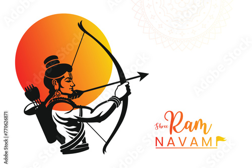 Shree ram navami festival greeting with typography art photo