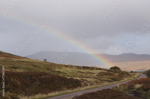 Rainbow over the Sutherland Hills, Scotland, UK