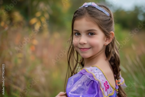 girl dressed in handsewn princess costume from old clothes photo
