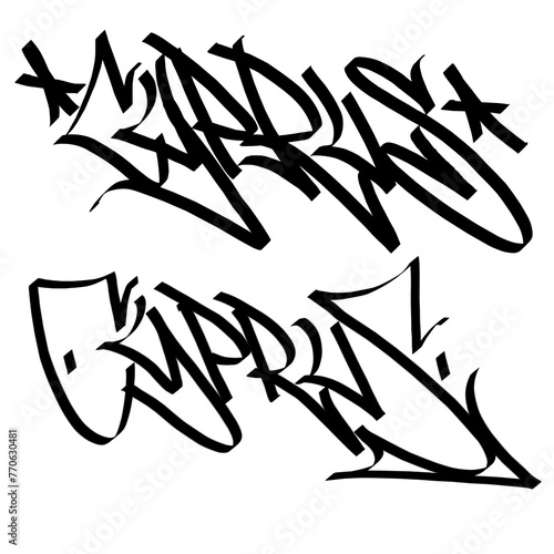 CYPRUS letter the country name on the world digital illustration graffiti handstyle signature symbol tags painting with black and white color (ID: 770630481)