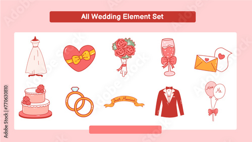 Obraz na płótnie All Wedding Element Set w salonie