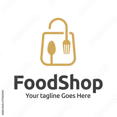 Fresh Food Shopping Logo design vector template. logo concept for shop , supermarket or supermall. photo