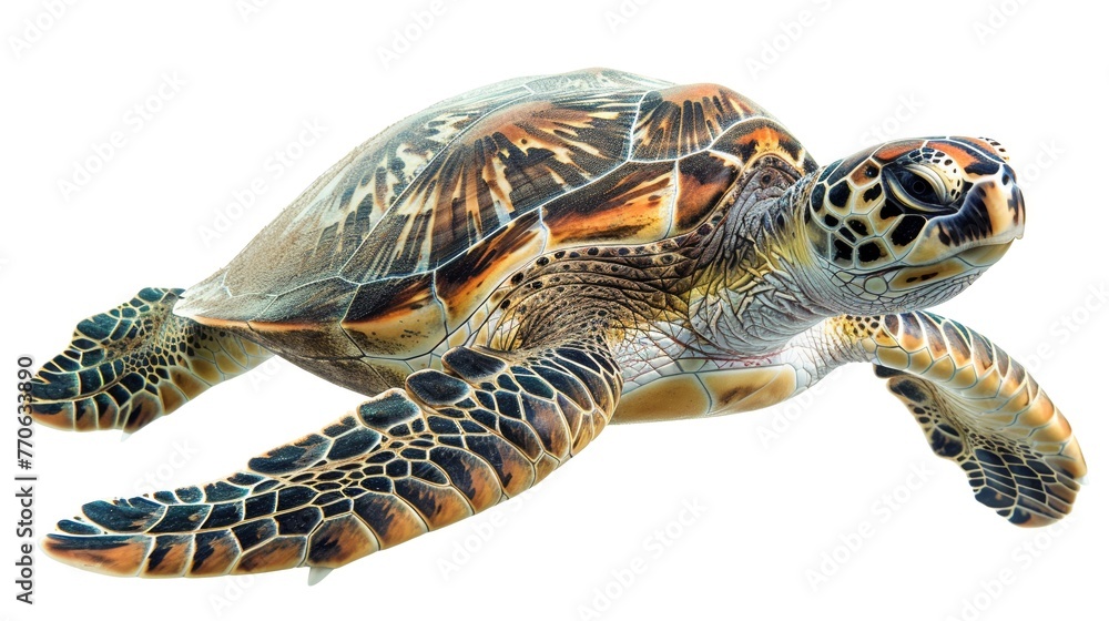 Fototapeta premium Exhibit a photorealistic image of a sea turtle swimming gracefully