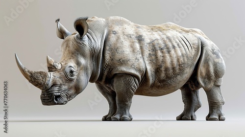 Sketch a photorealistic image of a rhino its skin armor-like
