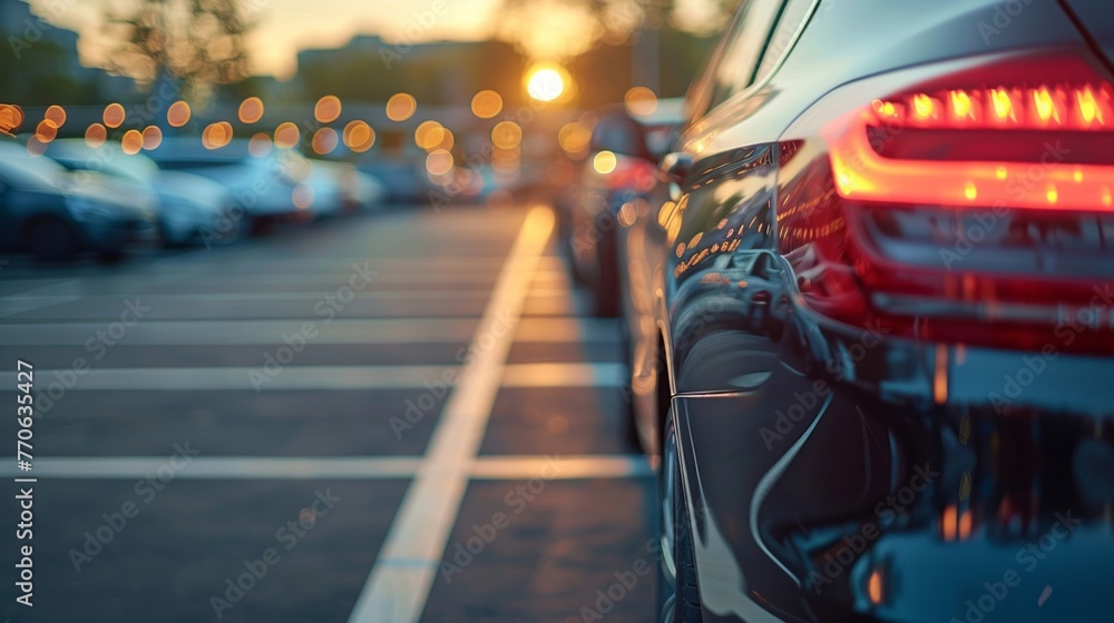 Cars are available for purchase and leasing at the outdoor lot, with insurance options. The dealership offers various car models and expert agents to assist customers. - obrazy, fototapety, plakaty 