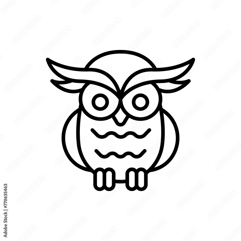 Owl outline icons, minimalist vector illustration ,simple transparent graphic element .Isolated on white background