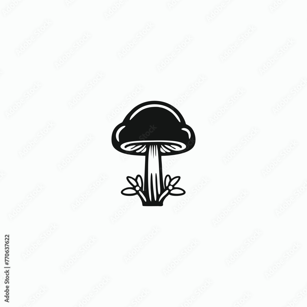 mushroom vector icon.Simple Modern Isolated Farm Black Organic Food Concept.