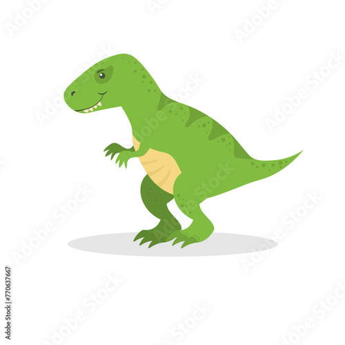 Cute dinosaur  funny ancient brontosaurus and green triceratops. Cartoon dinosaurs icon collection isolated on white background. Flat vector illustration in childish style. 